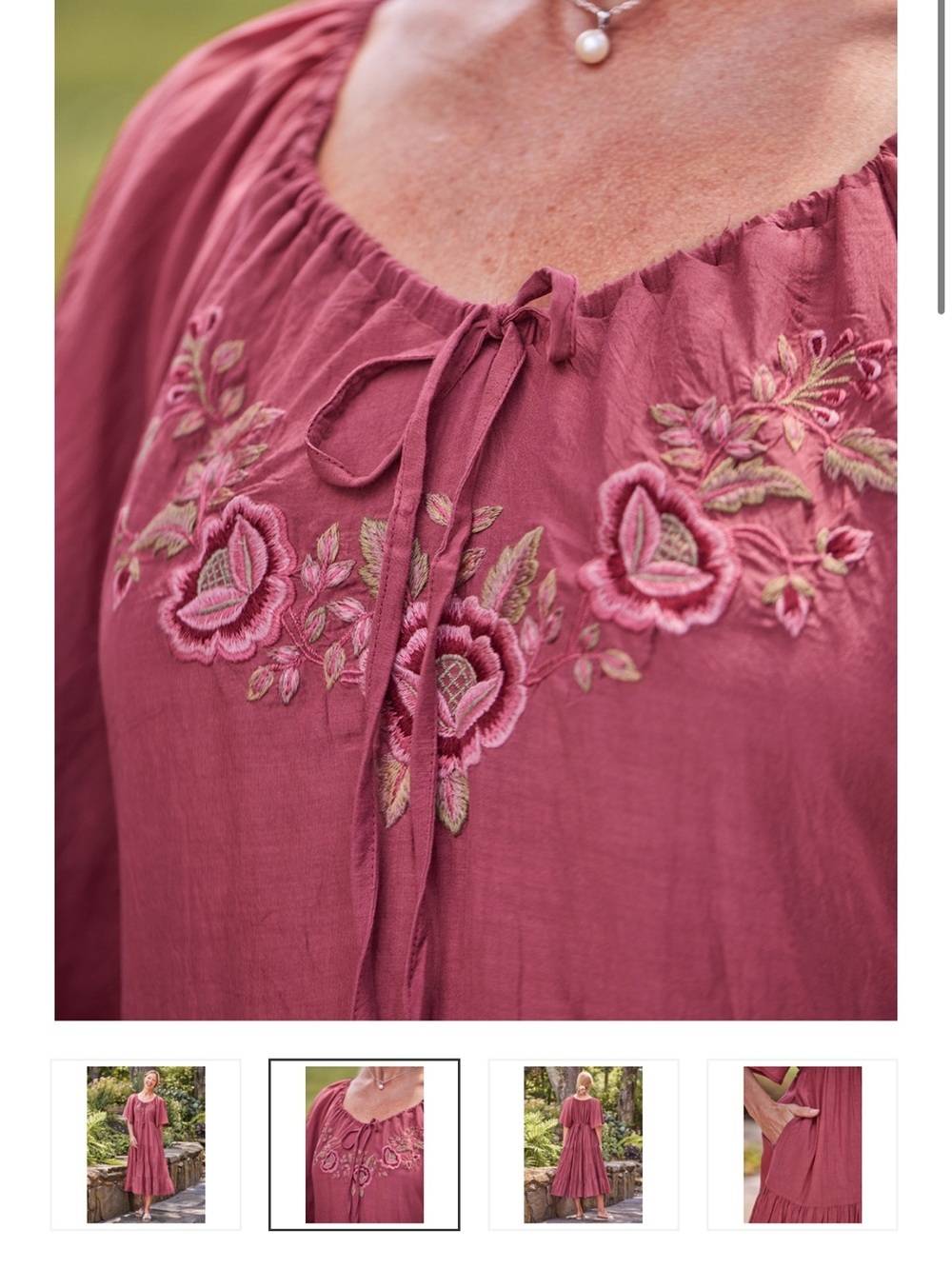 NWT April Cornell Muse Dress in Wine Red Floral Midi Tie Back Tiered Size Medium - Picture 14 of 14